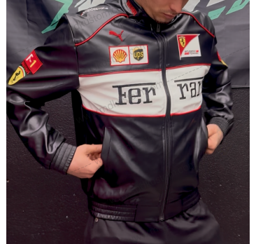 CHAQUETA FERRARI CUERO NEGRA TALLA XL